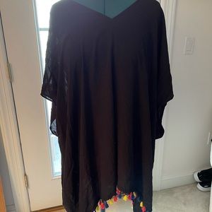 CACIQUE SWIM COVER-UP WITH TASSEL TRIM SZ 22/24
